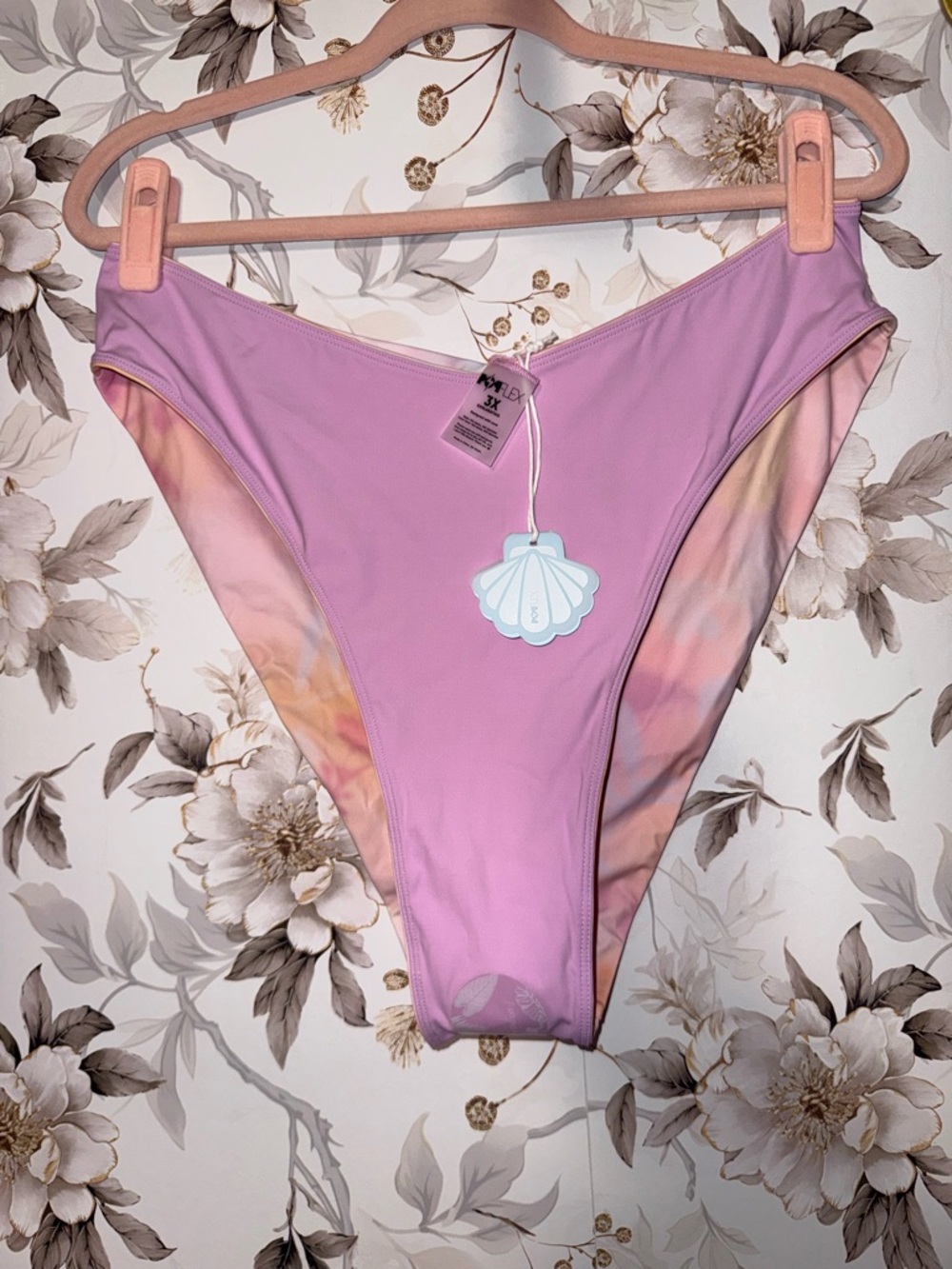 POPFLEX Tie-Dye Pastel High-Cut Bikini Bottoms - Pink, Yellow, Purple - Picture 3 of 4